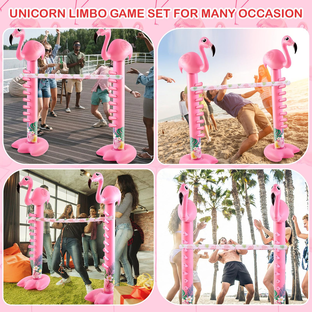 Poen flamingos limbo game set suitable for kids and adults