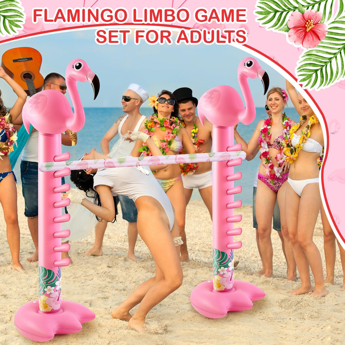 Poen flamingos limbo pool party decor for tropical vibes
