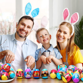 Poen Holy Week manuals accompany colorful eggs for reflective Easter learning.