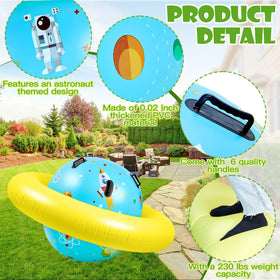 Poen inflatable dome rocker bouncer shows astronaut themed design for imaginative play