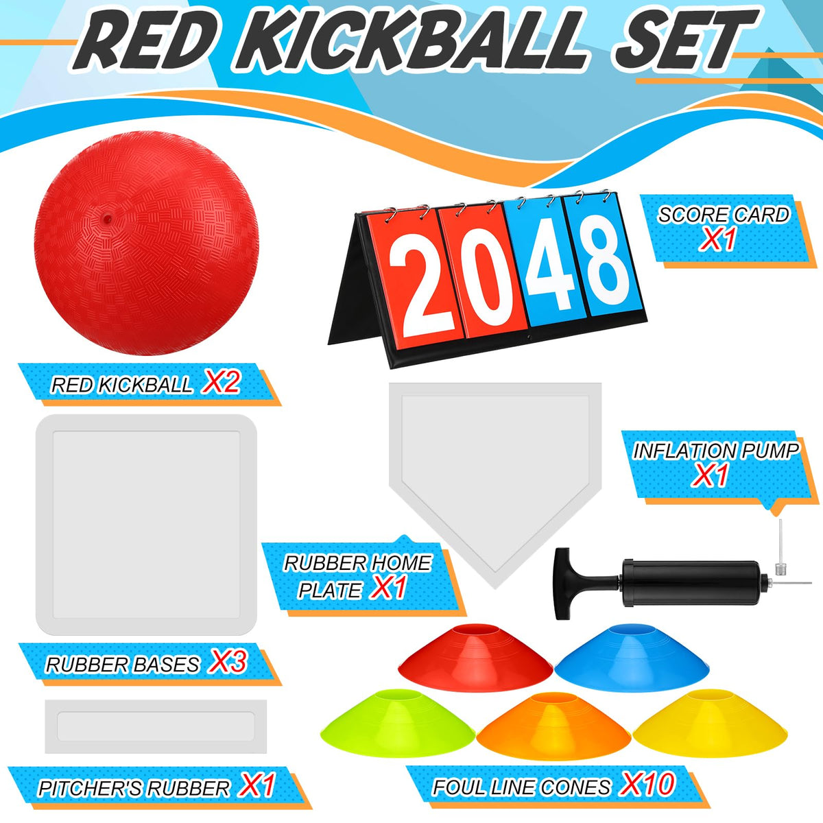 Poen kickball set rubber bases for sturdy field setup