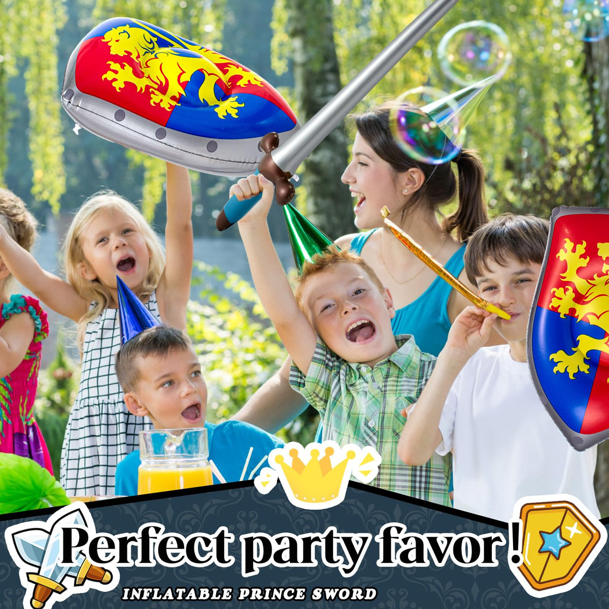 Poen knight set used as party decoration and prizes