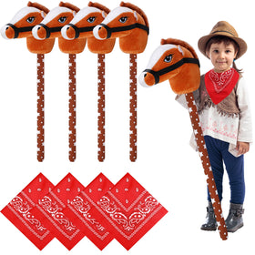 Poen light brown horse stick with sound for immersive pretend play.