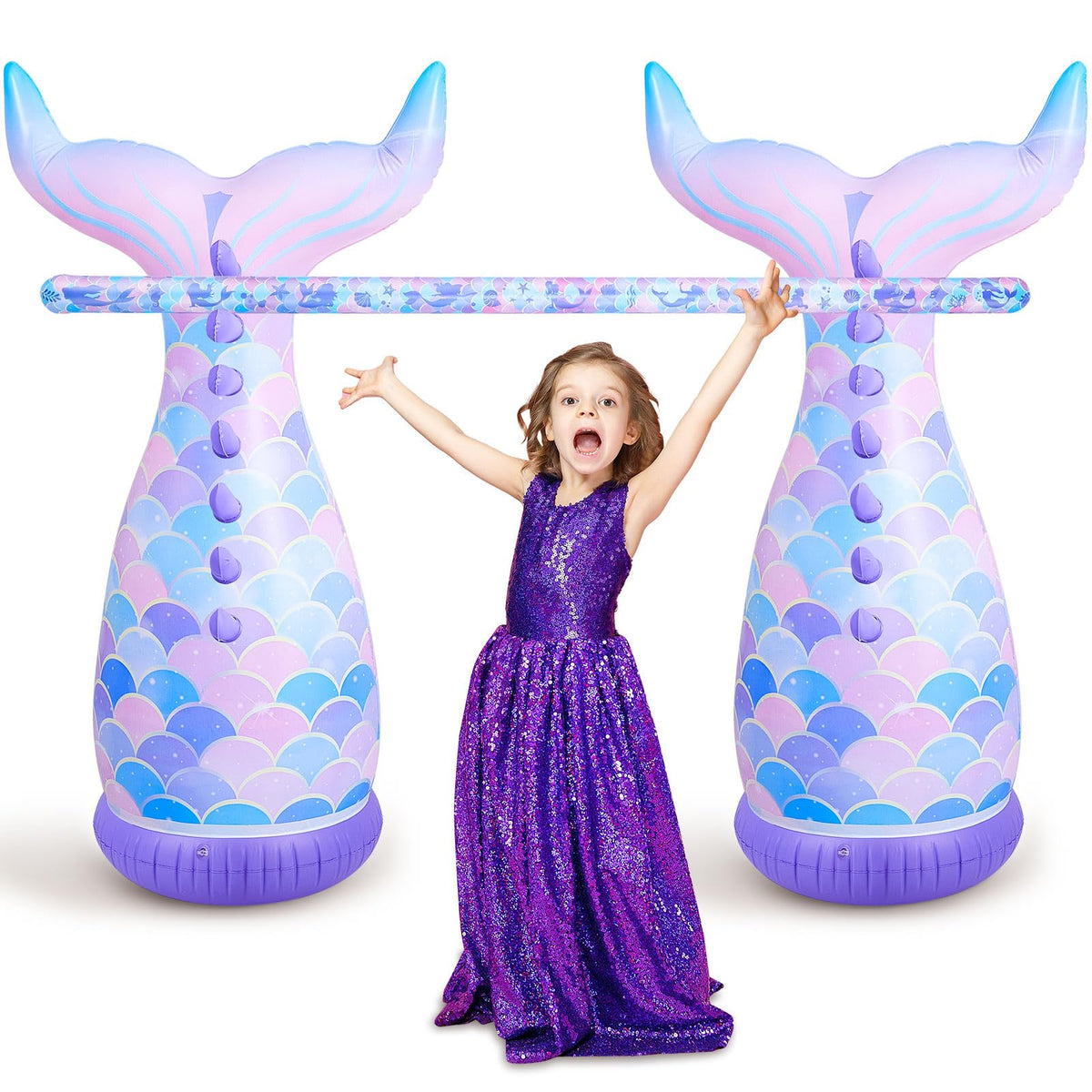 Poen Mermaid Inflatable Limbo Game Set ready for indoor or outdoor play, fun
