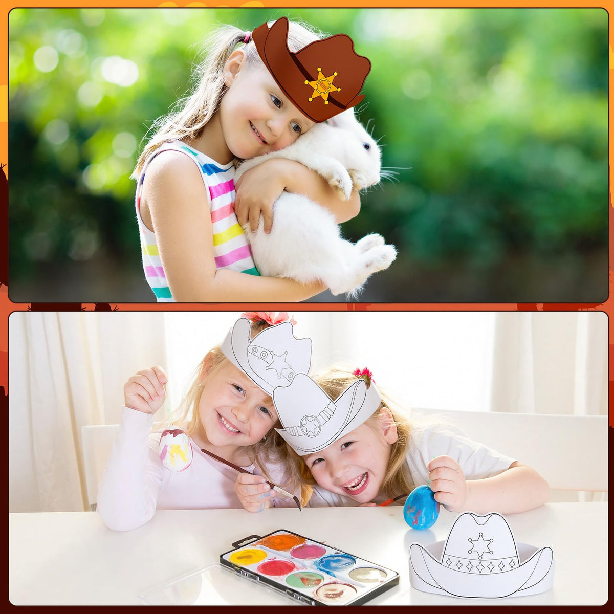 Poen color-your-own crowns for birthdays, rodeos, and themed gatherings
