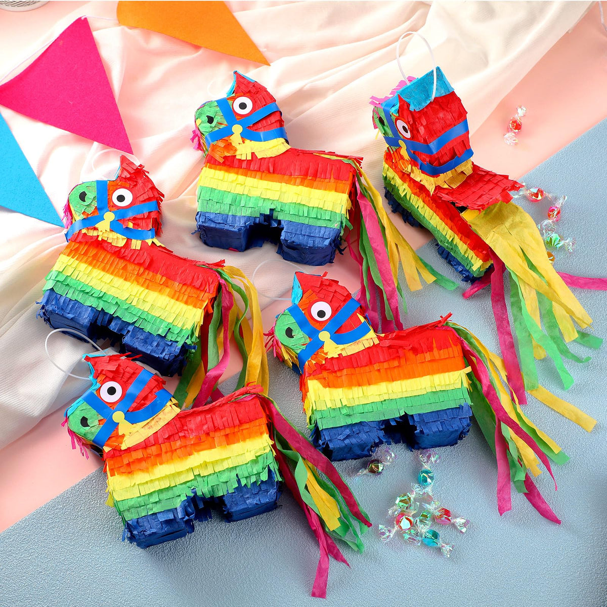 Poen photo prop pinata donkey rainbow adds vibrant visuals to any fiesta.