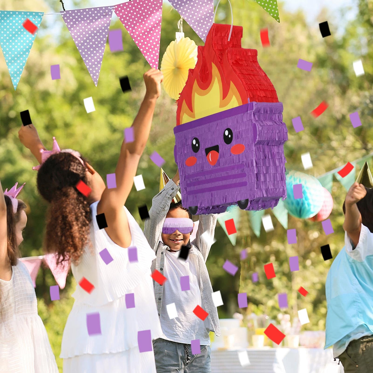 Poen pinata bat included for smashing fun at celebrations.