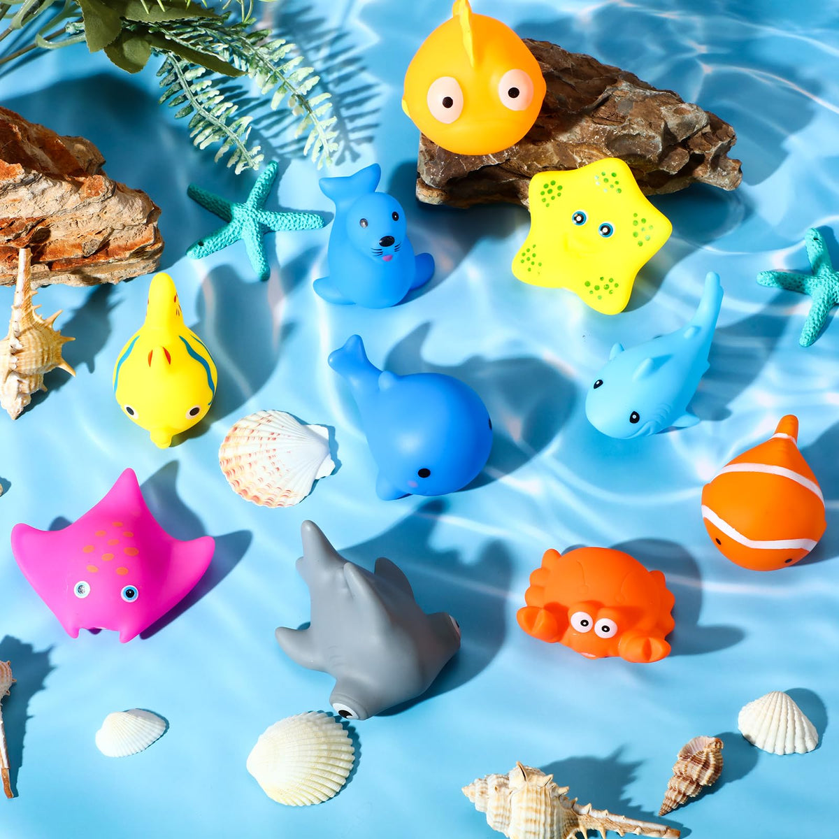 Poen rubber shark bath toy for imaginative water play and party favors