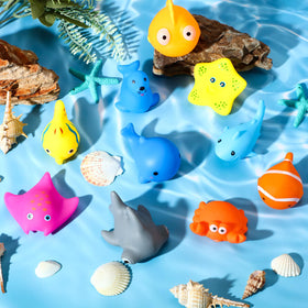 Poen rubber shark bath toy for imaginative water play and party favors