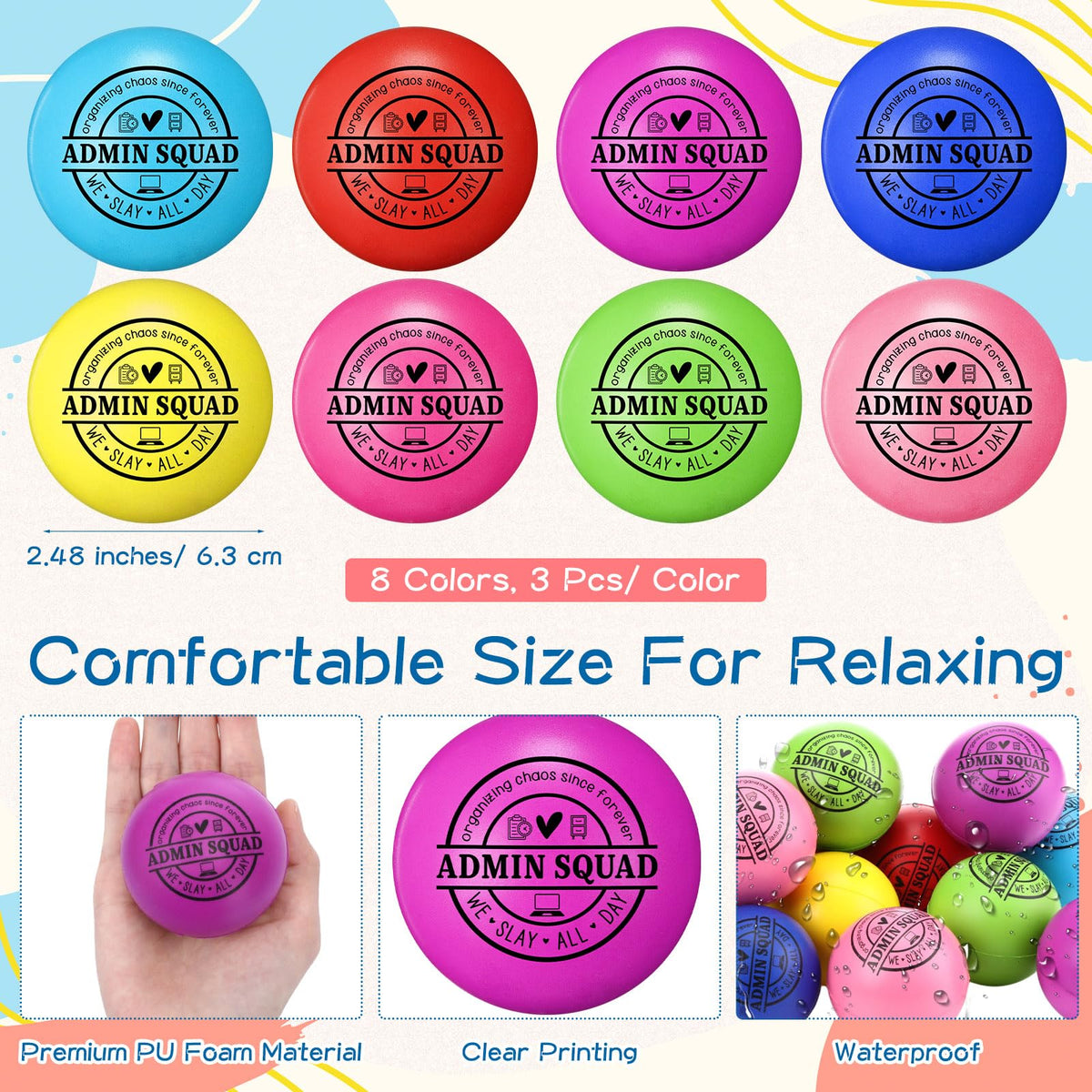 Poen secretary stress ball with funny quote eases busy day tension