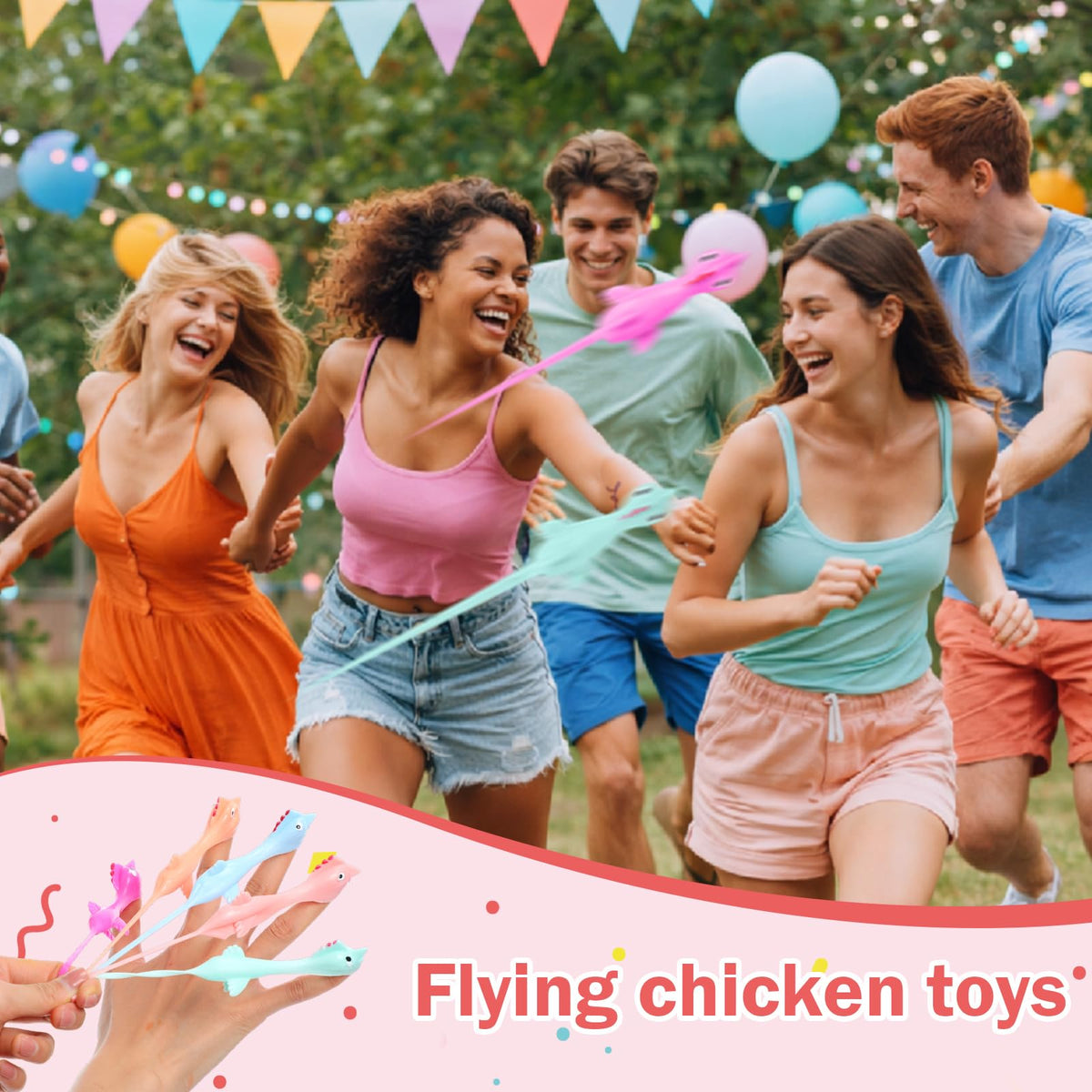 Poen slingshot chicken blue 10cm durable backyard play toy