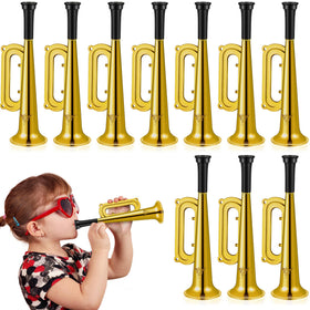 Poen toy trumpet gold close-up shine for party cheering and early music play.