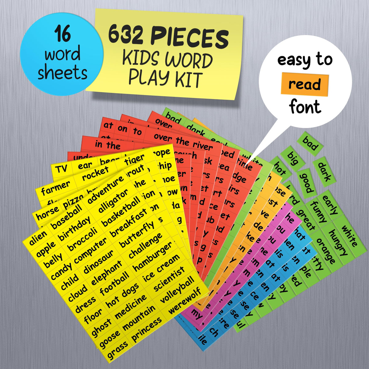 Poetry Tiles magnets provide durable reading practice on metal surfaces.