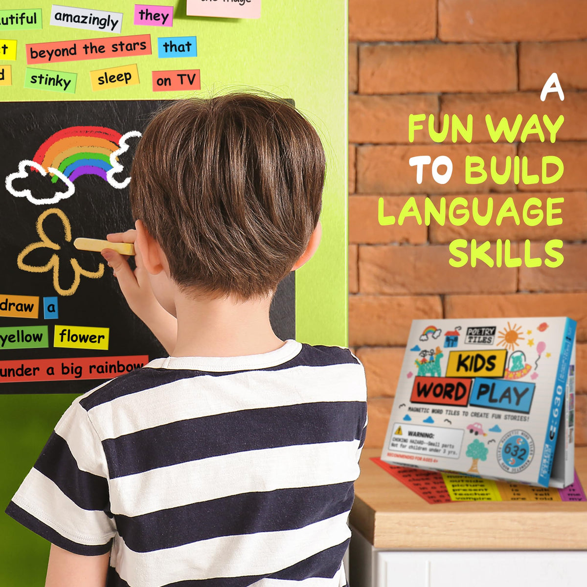 Poetry Tiles enable family learning moments around the fridge.