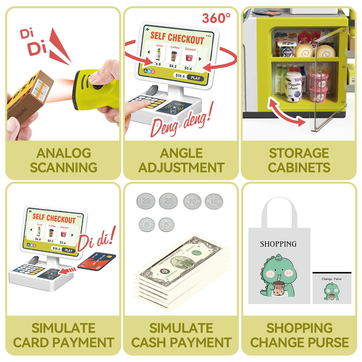 POFJOEQ credit cards; enhances pretend shopping with card-pay interactions