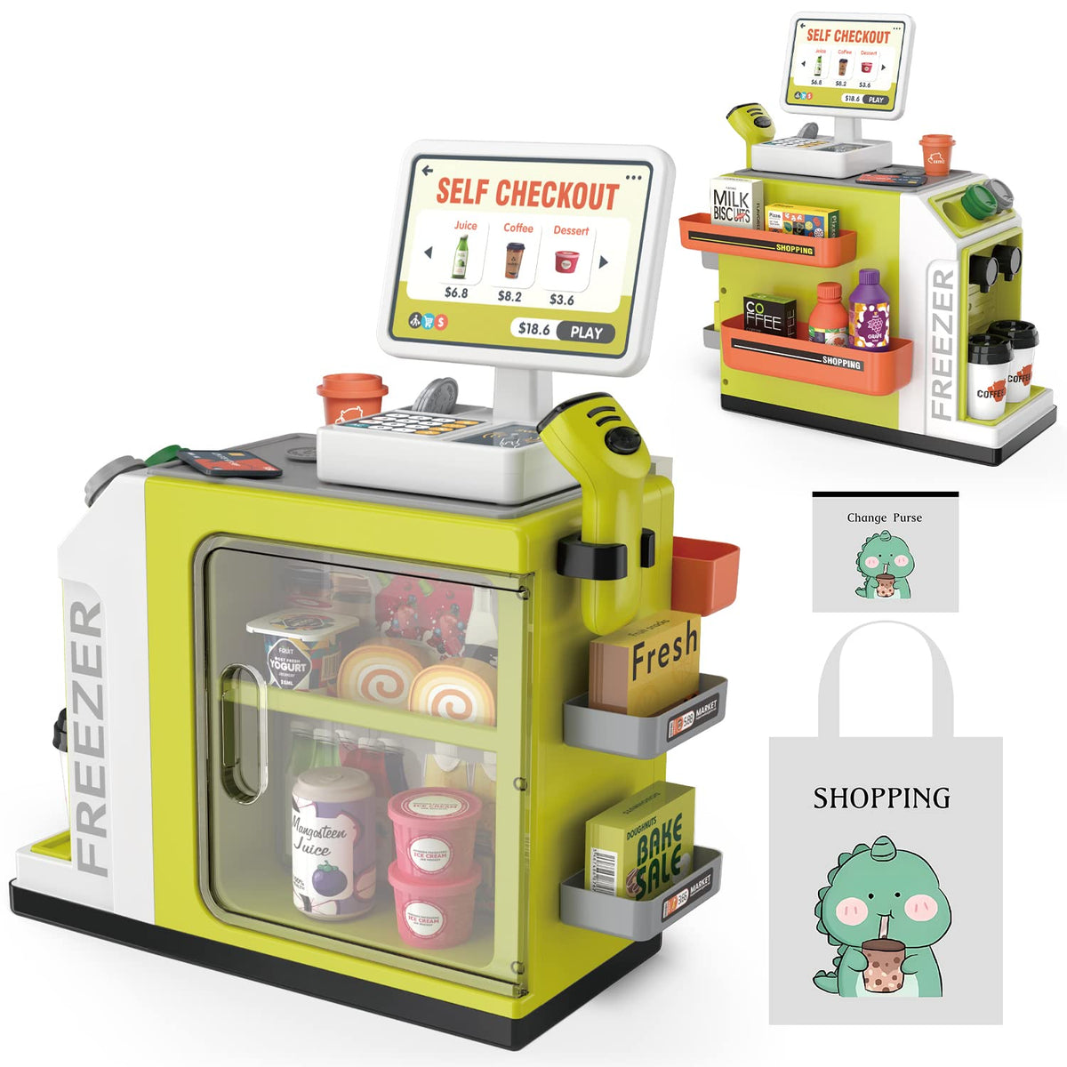 POFJOEQ cash register playset scanner; encourages imaginative store roles and quick math practice