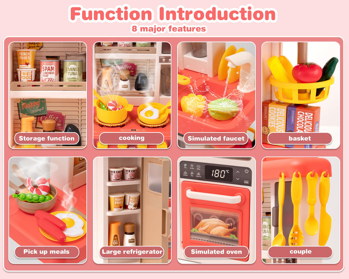 POFJOEQ Kids Kitchen Play Set durable, safe materials for long-lasting play.