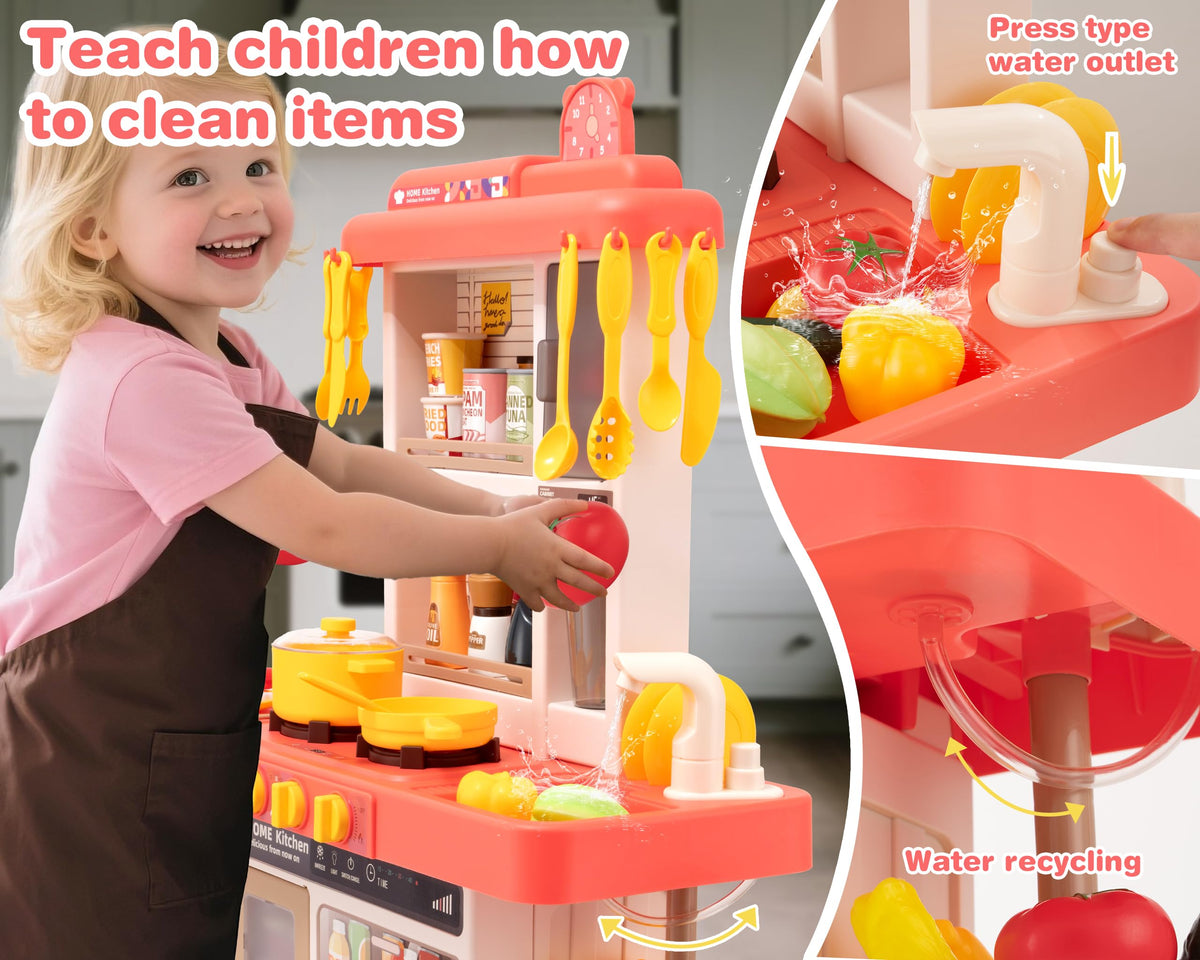 POFJOEQ Kids Kitchen Play Set assortment of play food and utensils for creative meals.