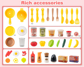 POFJOEQ Kids Kitchen Play Set pink theme appealing to 3-5-year-olds.