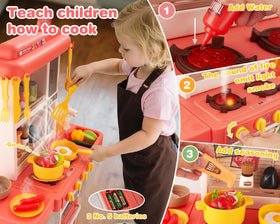 POFJOEQ Kids Kitchen Play Set sink with running water for interactive water play.