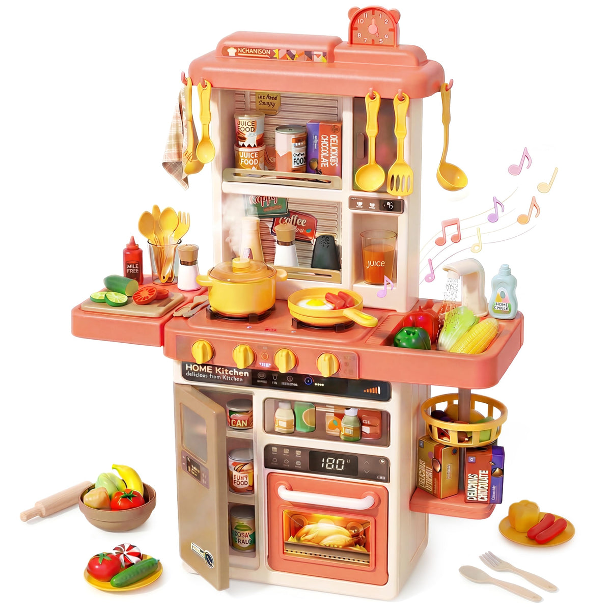POFJOEQ Kids Kitchen Play Set stove with lights and realistic sounds for immersive play.