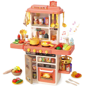 POFJOEQ Kids Kitchen Play Set stove with lights and realistic sounds for immersive play.