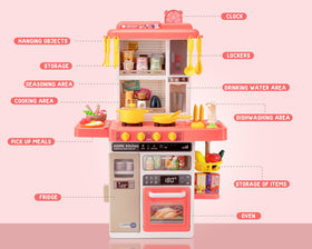 POFJOEQ Kids Kitchen Play Set red bottle for water spray during cooking.