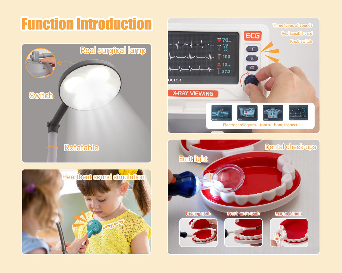 POFJOEQ STEM Doctor playset nursing tools boost pretend caregiving and empathy