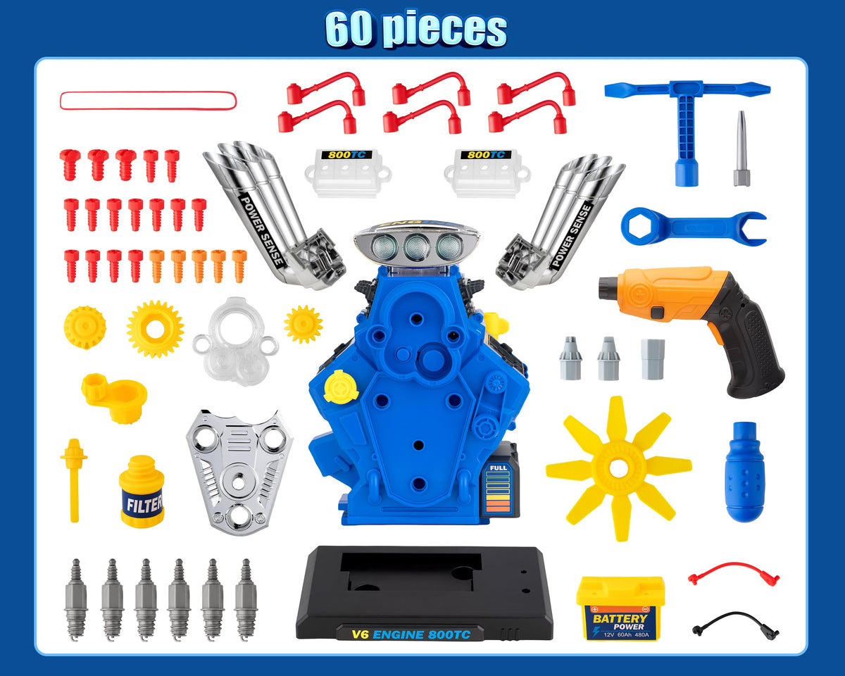 POFJOEQ STEM New V6 engine kit gift-ready packaging appeals to car fans