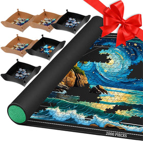 Pohxev Jigsaw Mat Roll Up with six trays keeps colors organized during assembly