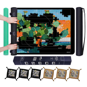 Pohxev puzzle mat roll up 53x35 inches in use keeps pieces organized.