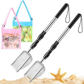 POILKMNI shark tooth sifter with extendable handle ready for beach treasure hunting