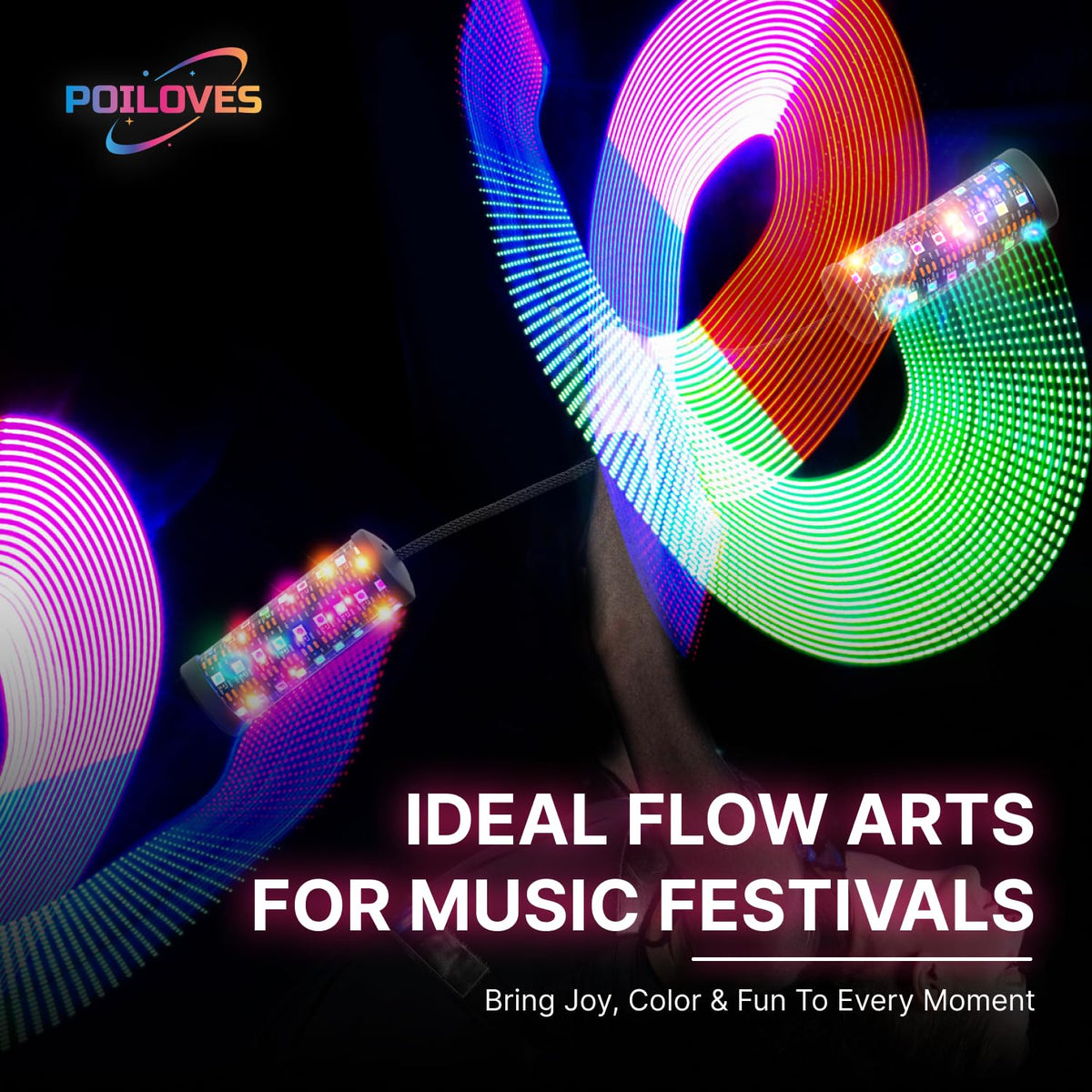 POILOVES LED Poi Stick provides 360-degree lighting for group events.