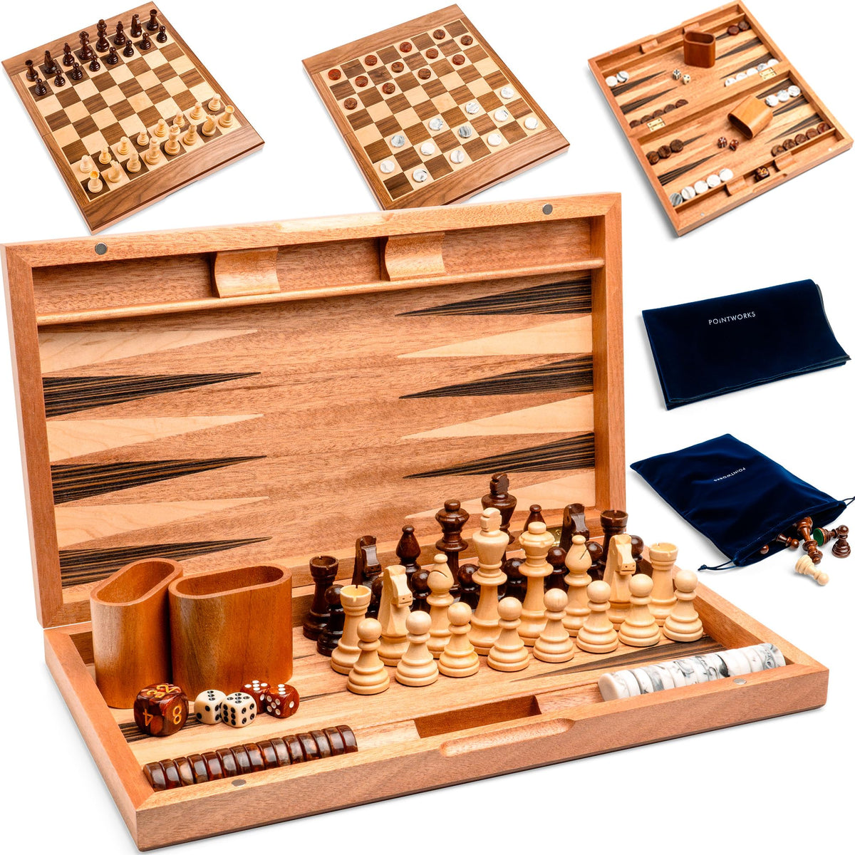 Pointworks 17-inch folding chess set: portable travel-ready play