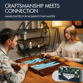 Pointworks emerald doubling cube complements the green board for classic backgammon play.