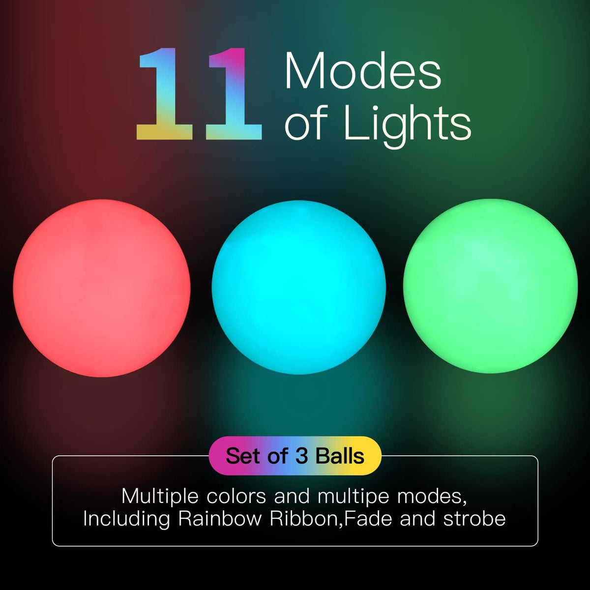 POITOI juggling ball with 11 color modes, versatile practice visuals.