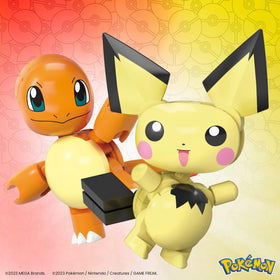 Poké Balls and interchangeable pieces support expandability with MEGA Pokémon sets.