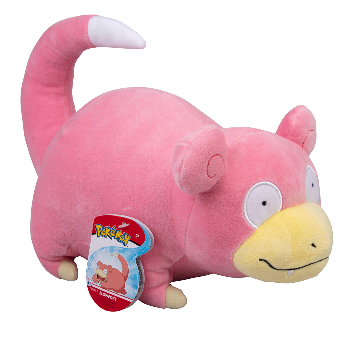Pokémon Slowpoke plush embroidery logo detail confirms authentic licensed design.