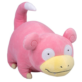 Pokémon Slowpoke plush close-up showing soft fabric for cozy cuddles.