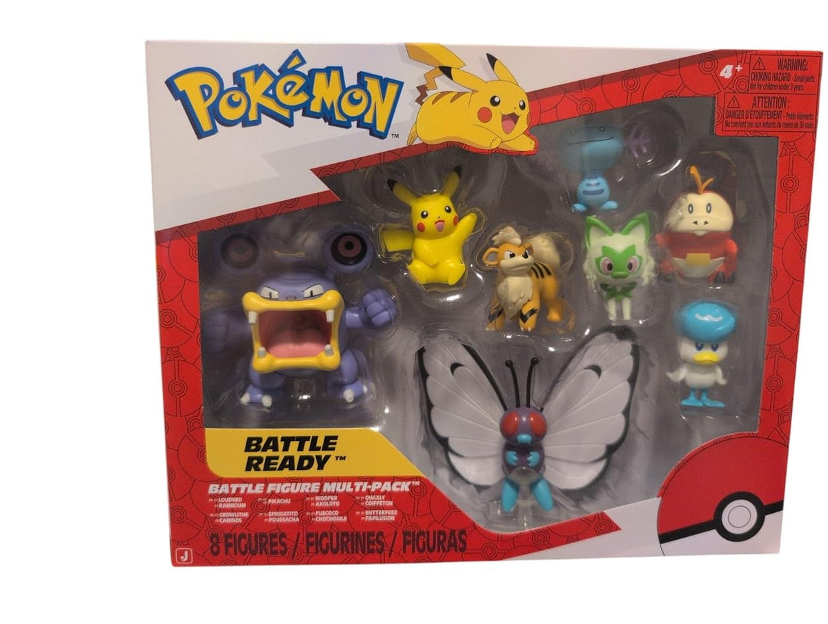 Pokémon Battle Figure 8 Pack featuring Pikachu ready for display and play.