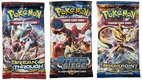 Pokémon Cards three booster packs front view for collectors and players