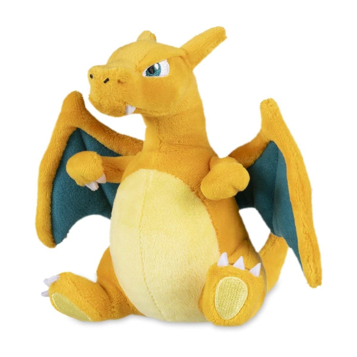 Pokémon Center Charizard Sitting Cuties plush front view, a cheerful desk companion with upright posture.