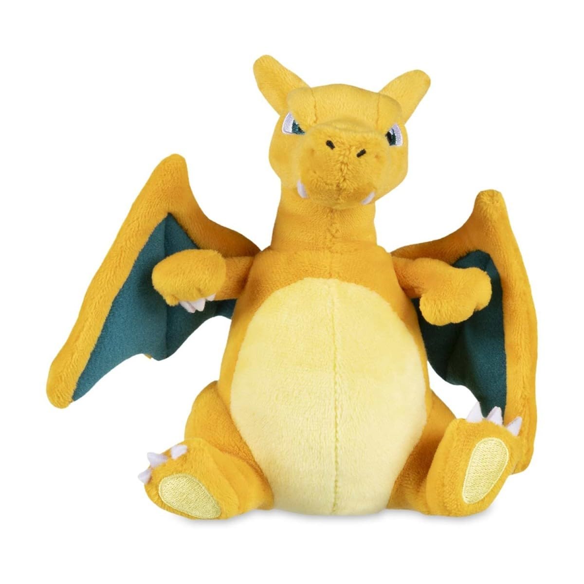 Pokémon Center Charizard Sitting Cuties plush side view, a compact display piece for shelves.