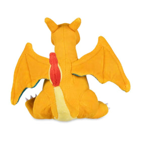 Pokémon Center Charizard Sitting Cuties plush weighted with microbeads for stable display on any surface.