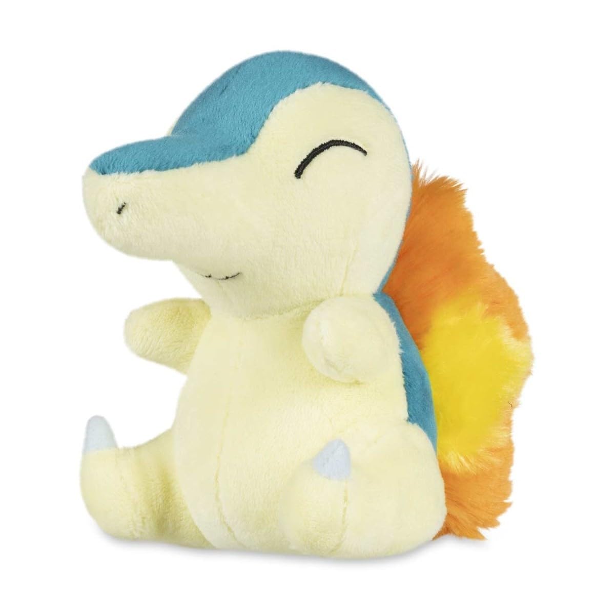 Pokémon Center Cyndaquil Sitting Cuties Plush sits up on desks for cute space saving display
