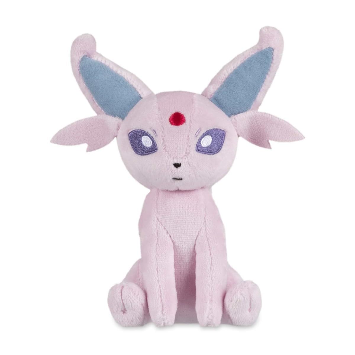 Espeon plush from Pokémon Center makes a soft palm-sized companion for shelves.