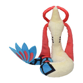Pokemon Center Milotic plush, full-body shot; soft fabric for comforting hugs and display.