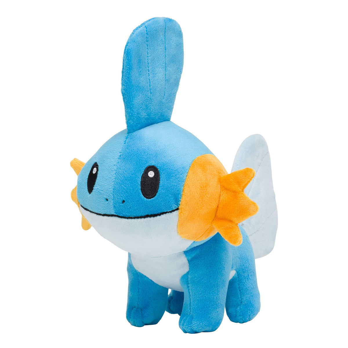 Pokémon Center Mudkip plush front view showing soft fabric and huggable size