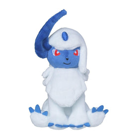 Pokemon Center Absol plush side pose, ideal desk buddy and collectibles display.