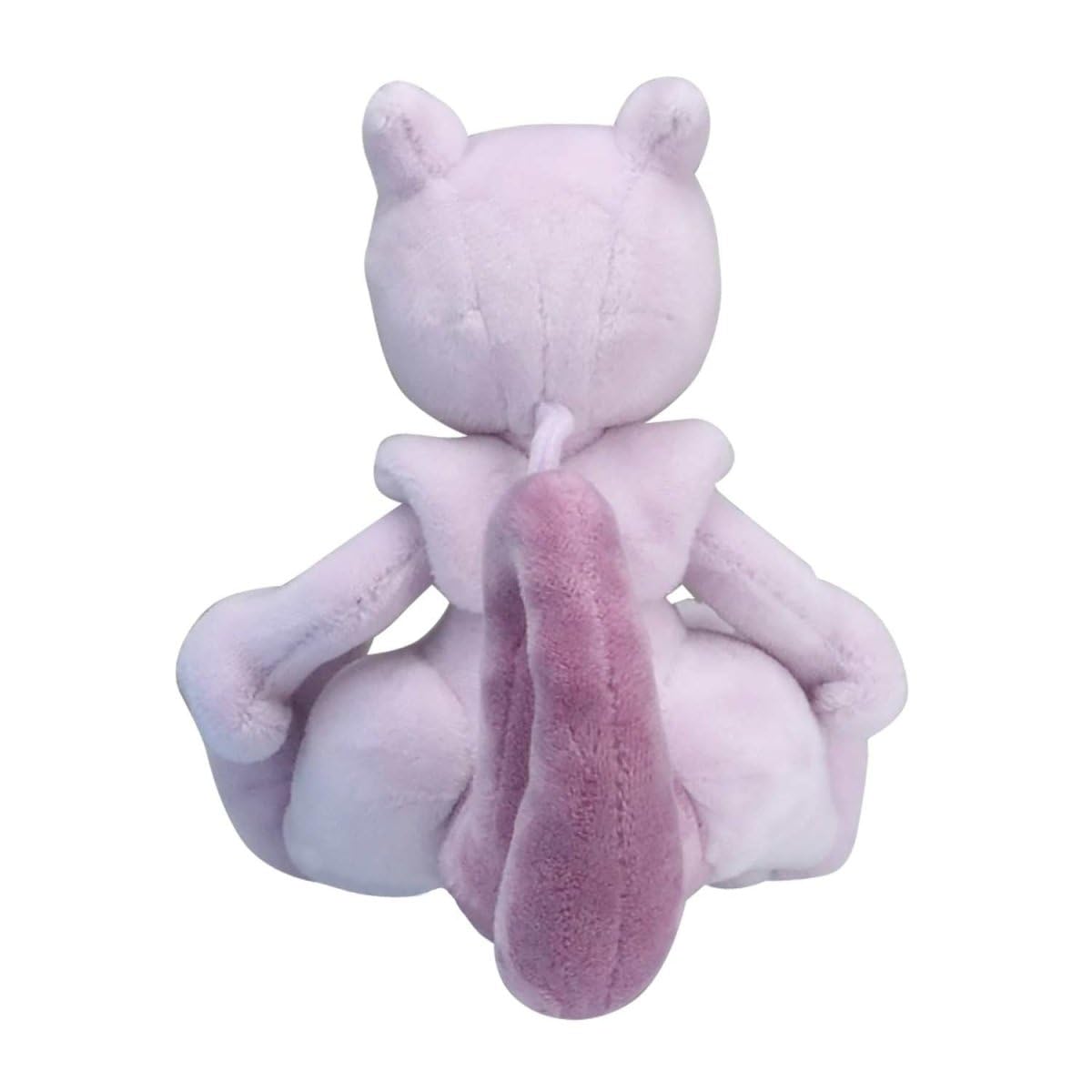 Pokemon Center Mewtwo plush close-up, detailed stitching and huggable texture for gifting.